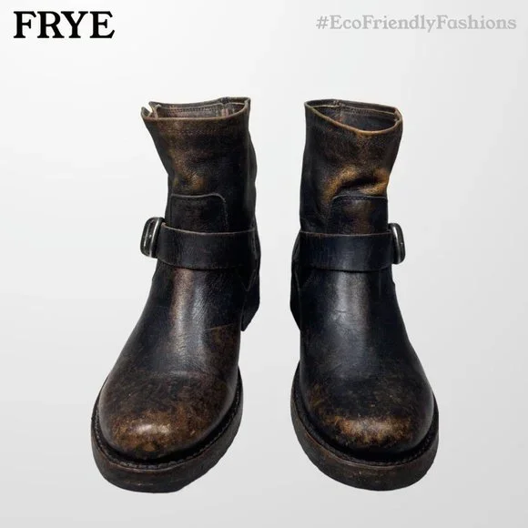 Frye Veronica Antique Black Distressed Ankle Boots Size 7 Women's - Picture 2 of 7